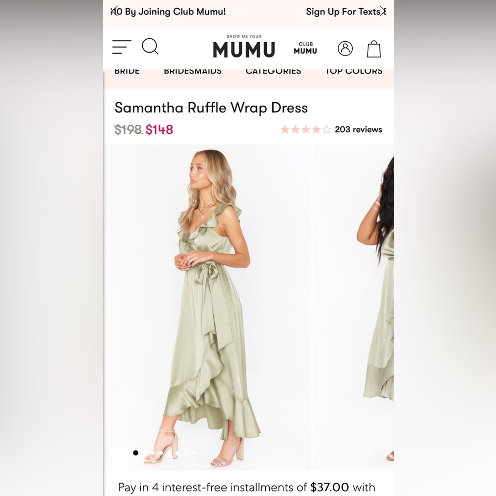Samantha Ruffle Wrap Dress ~ Moss Green Luxe Satin